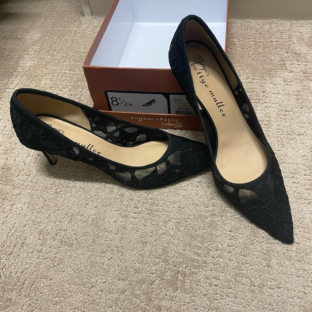 Bettye Muller Black Lace Heels